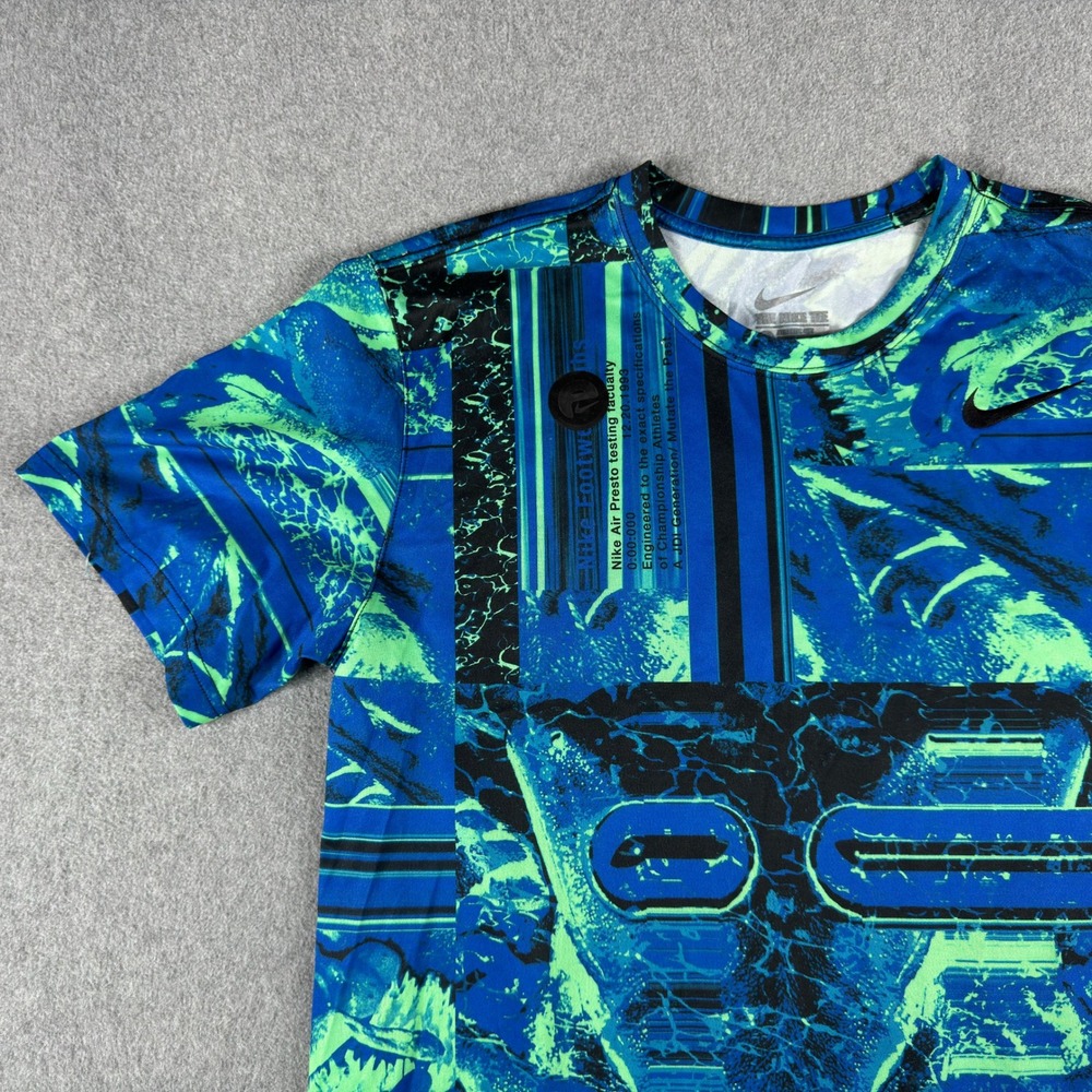 Nike Air Presto Footwear Labs T Shirt Blue Green Graphic Dri-FIT Men's